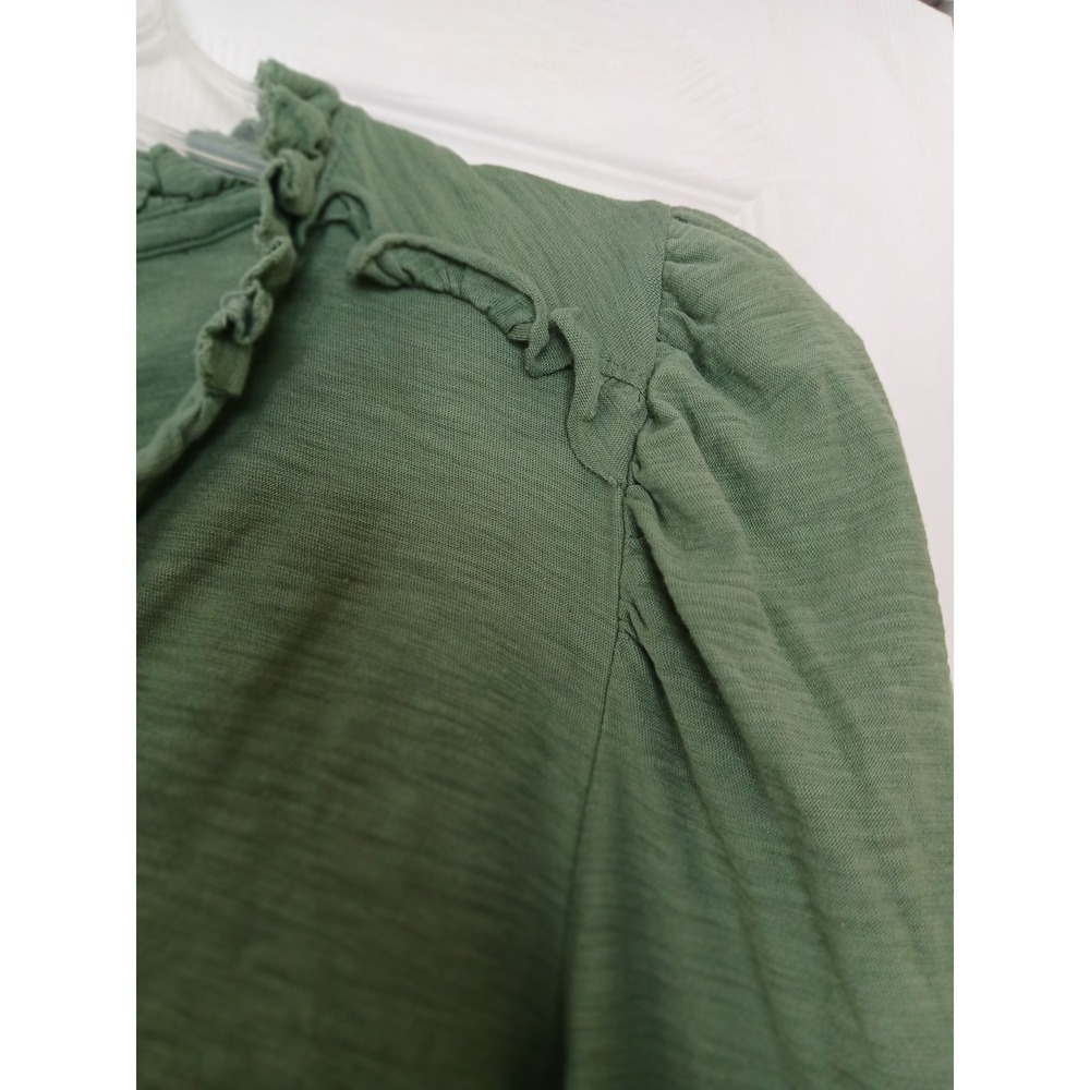 Nation LTD Shirt Womens M Green Pima Cotton Long Sleeve V neck - Picture 3 of 9